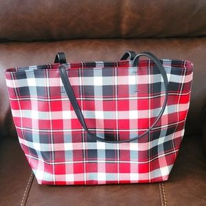 Kate Spade Red and Black Plaid Tote